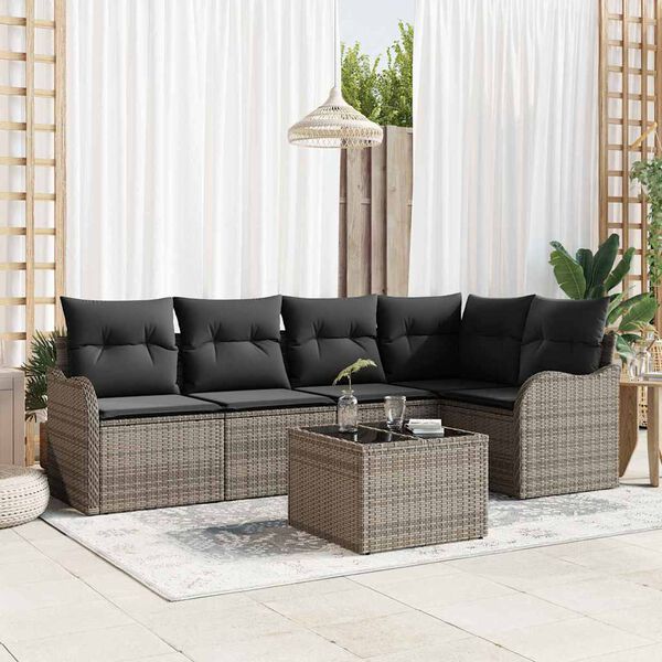 vidaXL Gartensofa-set 6 pcs Grau Poly-Rattan