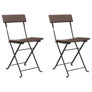 vidaXL Klappst&uuml;hle, 2 St&uuml;ck, braun, Polyrattan und Stahl