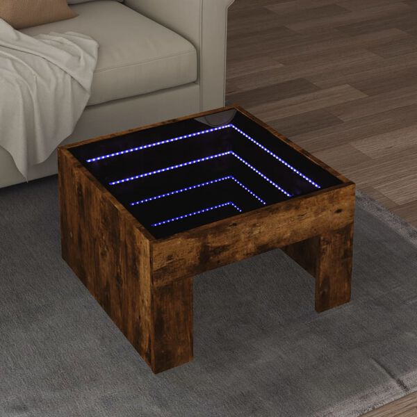 vidaXL Couchtisch mit Infinity-LED R&auml;uchereiche 50x50x30 cm