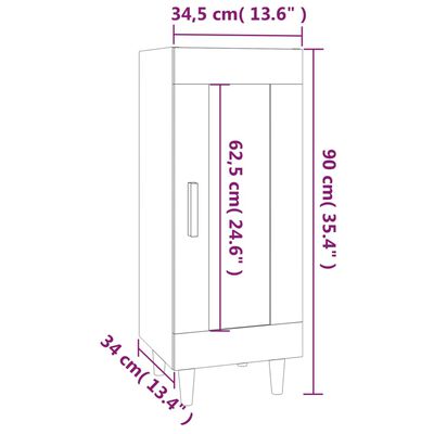 vidaXL Sideboard Schwarz 34,5x34x90 cm Holzwerkstoff