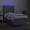 vidaXL Boxspringbett mit Matratze & LED Hellgrau 80x200 cm Stoff