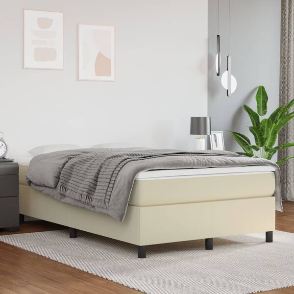 vidaXL Boxspringbettgestell Creme 120x200 cm Kunstleder