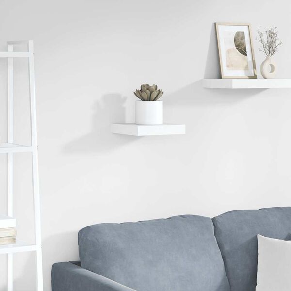 vidaXL Schweberegal Hochglanz-Wei&szlig; 23x23,5x3,8 cm MDF