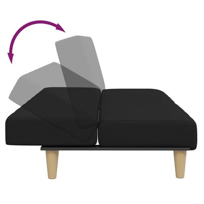 vidaXL Schlafsofa 2-Sitzer mit Fußhocker Schwarz Stoff