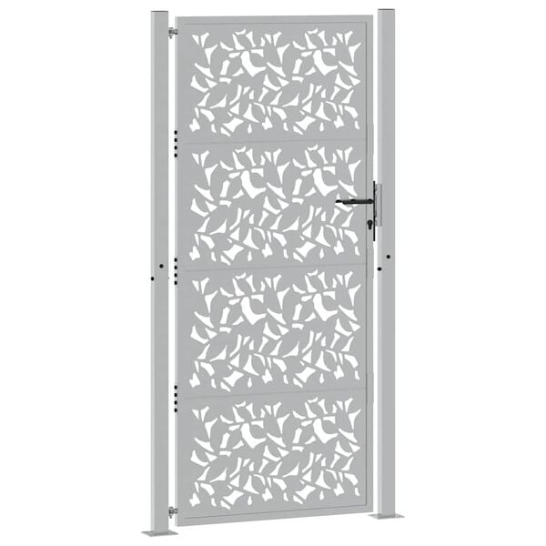 vidaXL Gartentor 100x200 cm Wetterfester Stahl Blattdesign