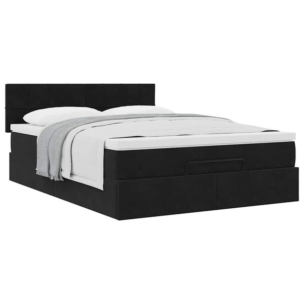 vidaXL Ottoman-Bett mit Matratze Schwarz 140x190 cm Samt