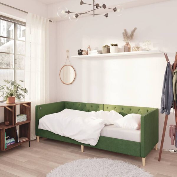 vidaXL Tagesbett mit Matratze USB Dunkelgr&uuml;n Stoff 90x200 cm
