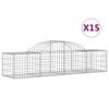 vidaXL Gabionen mit Hochbogen 15 Stk. 200x50x40/60 cm Verzinktes Eisen