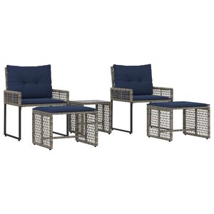 vidaXL Gartenm&ouml;bel-Set 5 stk. Grau und Marineblau