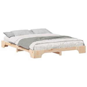 vidaXL Bettrahmen Braun 160 x 220 cm Massives Kiefernholz