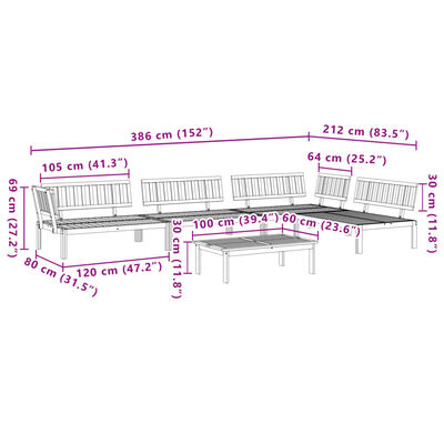 vidaXL 5-tlg. Garten-Sofagarnitur aus Paletten Massivholz Akazie