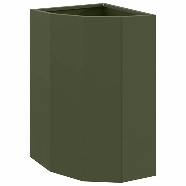 vidaXL Eckpflanzer Olivgr&uuml;n 30 x 30 x 50 cm Stahl