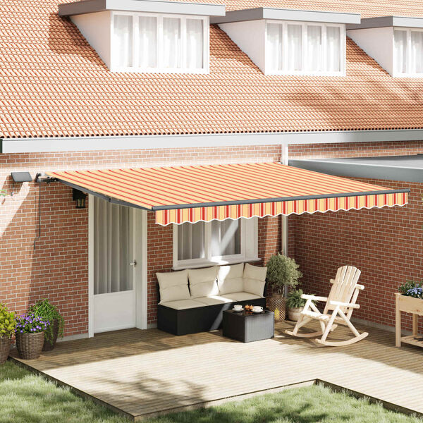 vidaXL Einziehbare Markise Gelb und Orange 450 x 350 cm Stoff