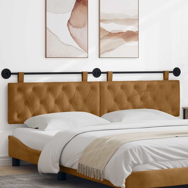 vidaXL H&auml;ngevorderseite Wandmontiert Braun 210 x 55 x 7 cm Samt