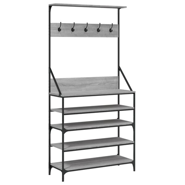 vidaXL Kleiderst&auml;nder mit Schuhablage Grau Sonoma 90x34x184 cm