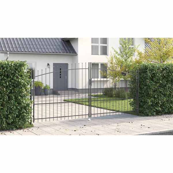 vidaXL Doppeltor mit Schloss Grau 400 x 199.5 cm Stahl