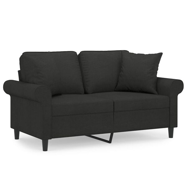 vidaXL 2-Sitzer-Sofa mit Kissen Schwarz 120 cm Stoff