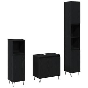 vidaXL Badezimmerm&ouml;bel-Set 3 stk. Schwarz Eichen-Optik