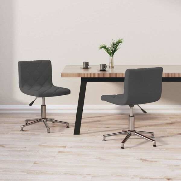 vidaXL Esszimmerst&uuml;hle 2 Stk. Drehbar Dunkelgrau Samt