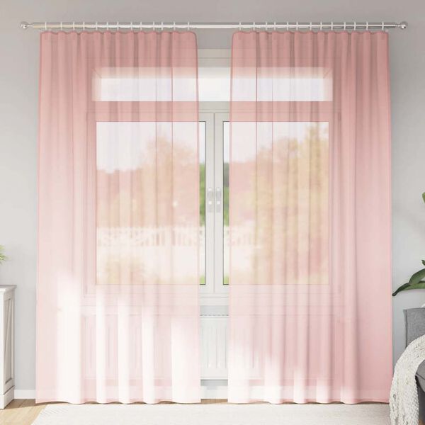 vidaXL Voile Vorh&auml;nge mit Schlaufen 2 Stk. Rosa 140x245 cm