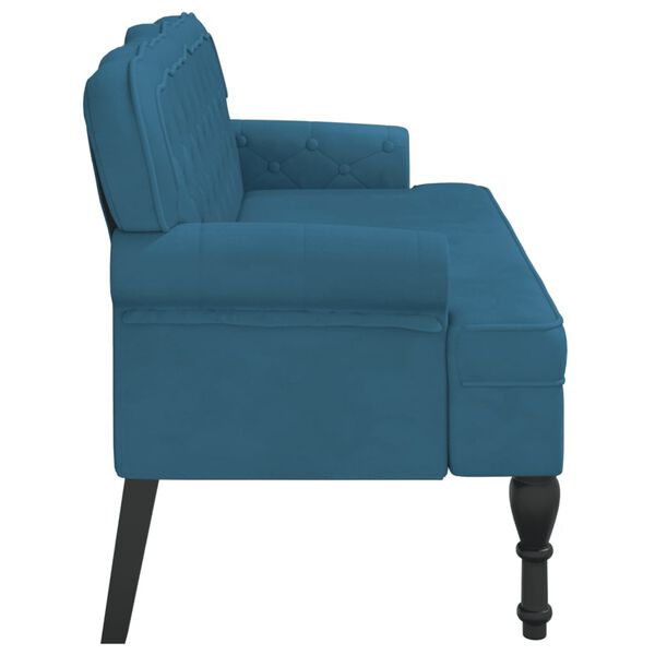vidaXL Sitzbank mit R&uuml;ckenlehne Blau 119,5x64,5x75 cm Samt