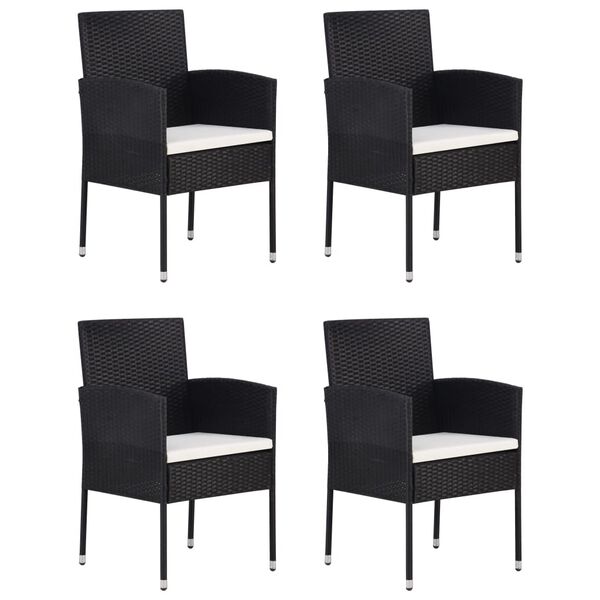 vidaXL 5-tlg. Garten-Essgruppe Poly Rattan Schwarz