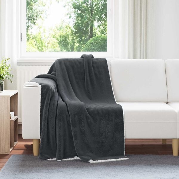 vidaXL &Uuml;berwurfdecke Dunkelgrau 130 x 150 cm Fleece