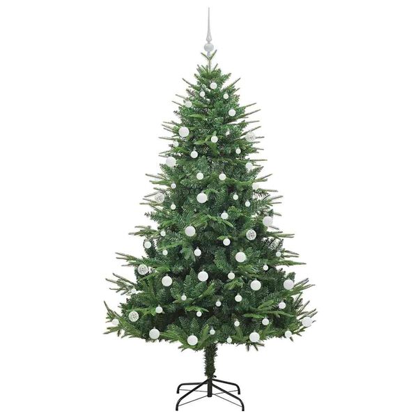 vidaXL K&uuml;nstlicher vorbeleuchteter Weihnachtsbaum mit Kugelset 180 cm