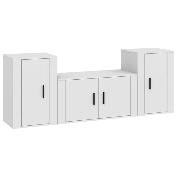vidaXL 3-tlg. TV-Schrank-Set Wei&szlig; Holzwerkstoff