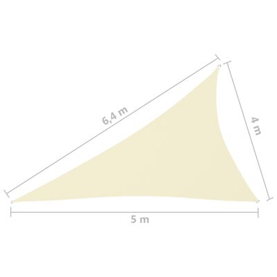 vidaXL Sonnensegel Oxford-Gewebe Dreieckig 4x5x6,4 m Creme