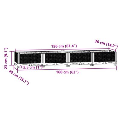 vidaXL Hochbeet 160x40x23 cm Polypropylen