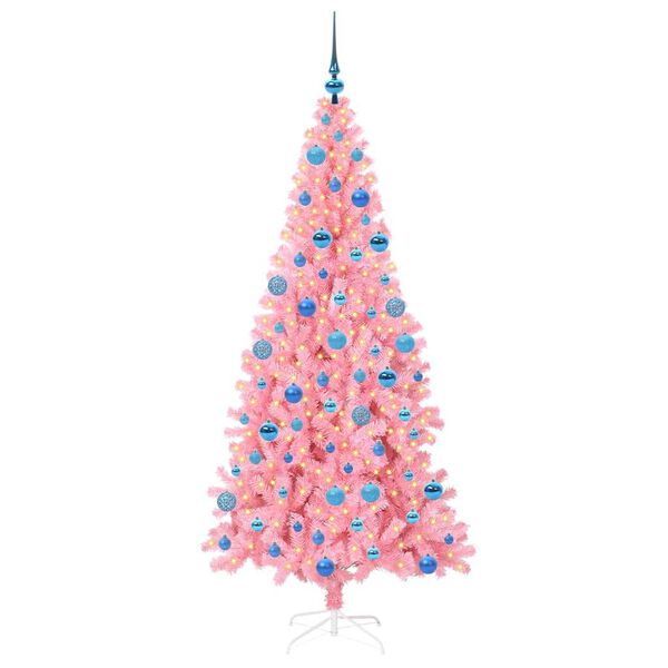 vidaXL Weihnachtsbaum mit 300 LEDs mit St&auml;nder Rosa 180 cm PVC