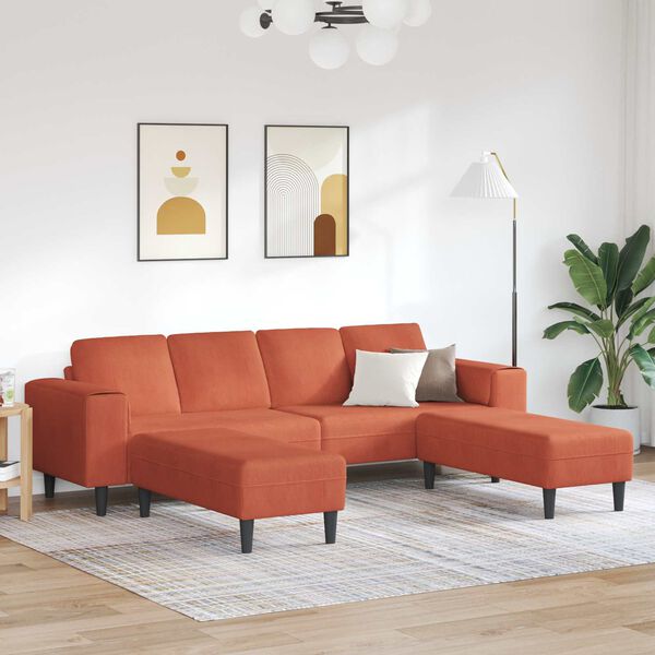 vidaXL Sofa mit Kissen Rot-Orange 250 x 188 x 76 cm Cordstoff