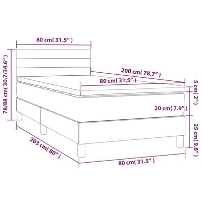 vidaXL Boxspringbett mit Matratze & LED Blau 80x200 cm Stoff