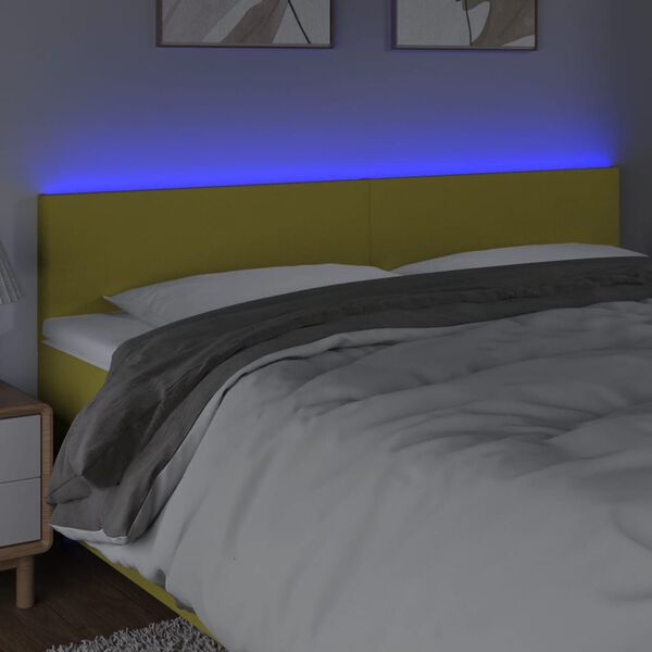vidaXL LED Kopfteil Gr&uuml;n 200x5x78/88 cm Stoff