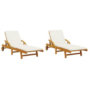vidaXL Sonnenliegen 2 Stk. mit Auflagen 200x68x83 cm Massivholz Akazie
