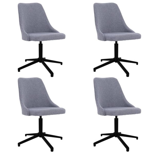vidaXL Esszimmerst&uuml;hle 4 Stk. Drehbar Hellgrau Stoff