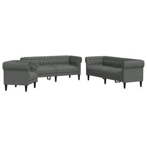 vidaXL Wohnzimmer Couch 3 stk. Dunkelgrau Stoff