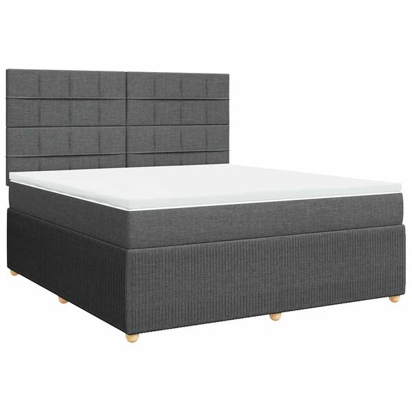 vidaXL Boxspringbett mit Matratze Dunkelgrau 180x200 cm Stoff