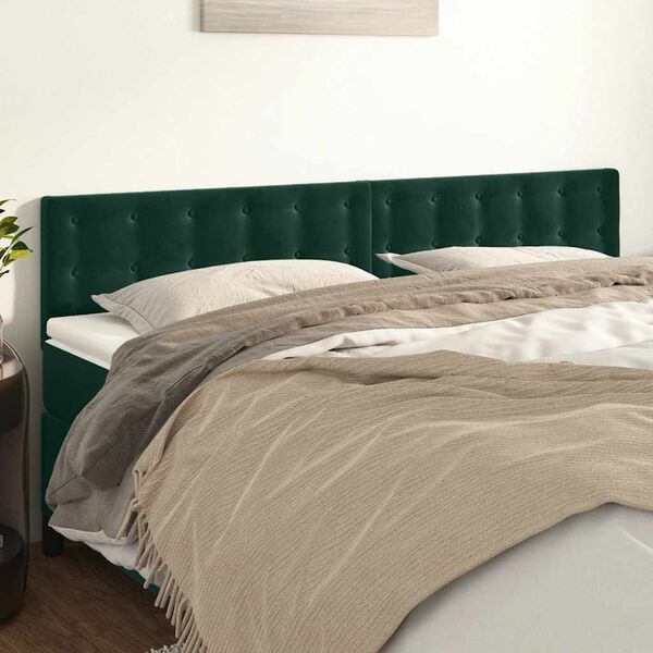 vidaXL Kopfteile Dunkelgr&uuml;n 160x5x78/88 cm Samt
