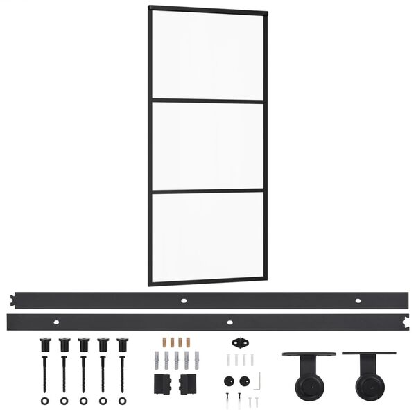 vidaXL Schiebet&uuml;r mit Beschlag ESG-Glas & Aluminium 90x205 cm