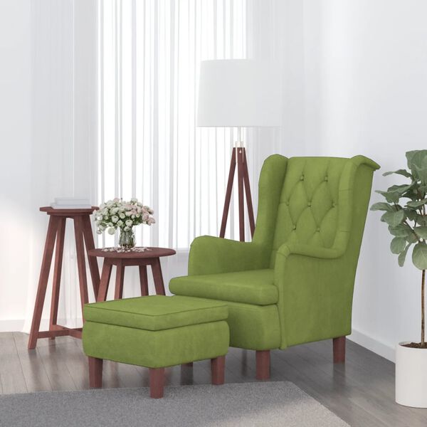 vidaXL Sessel mit Hocker Hellgr&uuml;n Samt