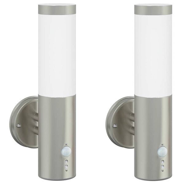 vidaXL Au&szlig;enwandleuchte 2 pcs Silber 15 x 7,5 x 33 cm