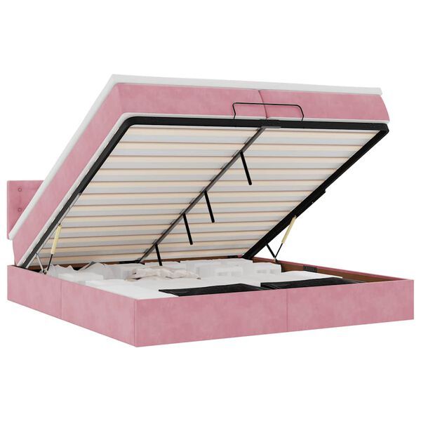 vidaXL Ottoman-Bett mit Matratze Rosa 200x200 cm Samt