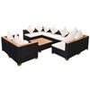 vidaXL 9-tlg. Garten-Lounge-Set mit Auflagen Poly Rattan Schwarz