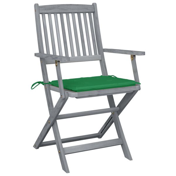 vidaXL Klappbare Gartenst&uuml;hle 4 Stk. mit Sitzkissen Massivholz Akazie
