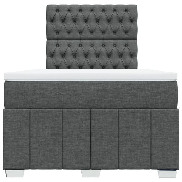 vidaXL Boxspringbett mit Matratze Dunkelgrau 120x190 cm Stoff