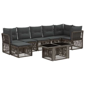 vidaXL Gartensofa-set 8 stk. Grau Poly-Rattan