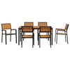 vidaXL Garten Essgruppe 7 pcs Schwarz Massivholz Akazie