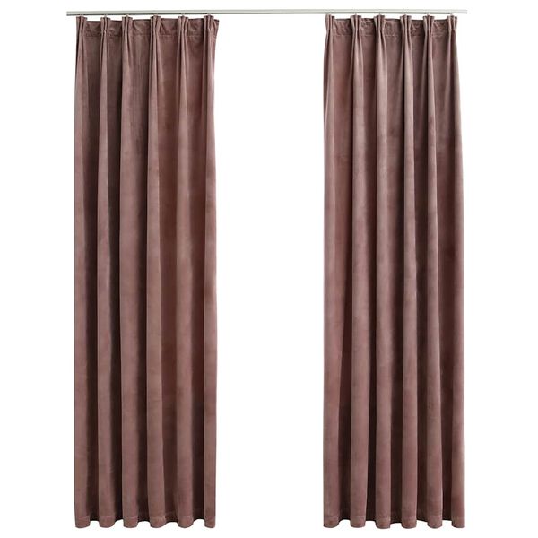 vidaXL Verdunkelungsvorh&auml;nge Haken 2 Stk. Samt Antik-Rosa 140x225cm